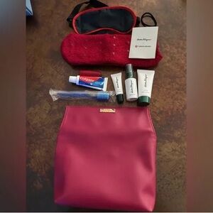 NEW Ferragamo Turkish Airlines Convivio First Class Pink Amenity Kit Clutch Bag